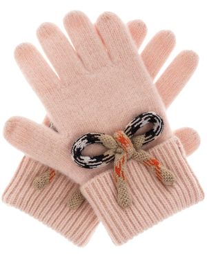 Burberry Accessoires ,Roze ,Wol Check Bow Wool Cashmere Gloves