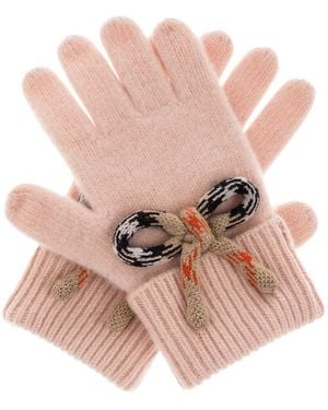 Burberry Check Bow Woll-Kaschmir-Handschuhe - Pink