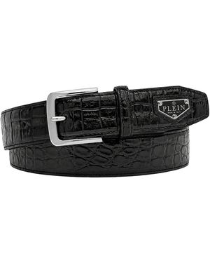 Philipp Plein Leren Riem Triangle Cocco - Zwart