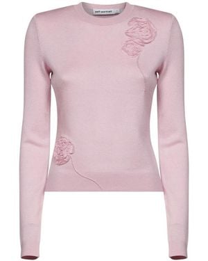 Self-Portrait Round-Neck Knitwear - Rose