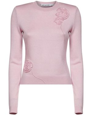 Self-Portrait Round-Neck Strickwaren - Pink