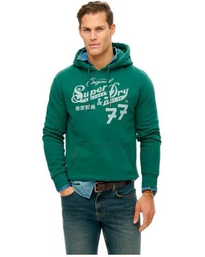 Superdry Hoodies & Sweatvesten ,Groen ,Katoen Script Sweat