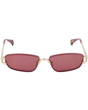 Le Specs Goud Bordeaux Rechthoekige Zonnebril Numero Cinco - Roze