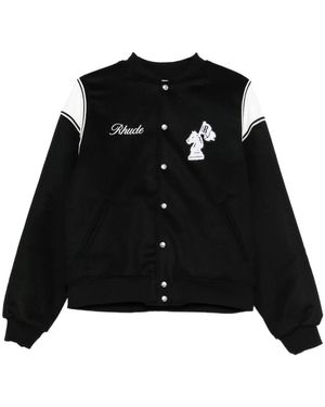 Rhude Jassen ,Zwart ,Baggy Collegiate Logo Short Bomber