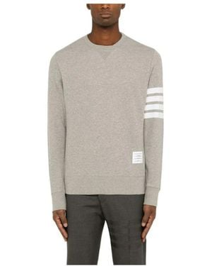 Thom Browne Hoodies & Sweatvesten ,Grijs ,Katoen Klassiek Loopback 4-Bar Sweatshirt