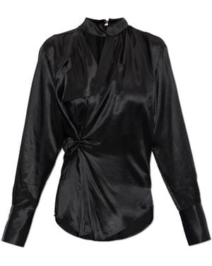 AllSaints Overhemden ,Zwart ,Leer Zellie Shirt
