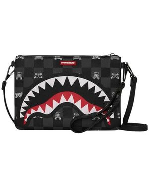 Sprayground Tassen ,Zwart ,Leer Peeking Character Check Crossover Clutch