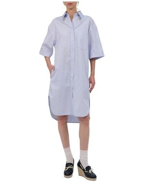 A.P.C. Kleedjes ,Blauw ,Katoen Short-Sleeve Satin Poplin Dress