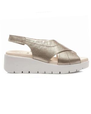 Callaghan Schoenen ,Grijs Leren Sleehak Sandalen