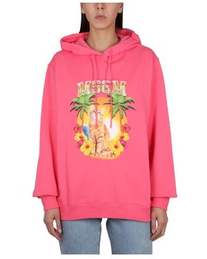 MSGM Hoodies & Sweatvesten ,Roze ,Hoodie Met Trekkoord Ribb