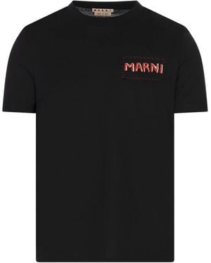 Marni Schwarzes Jersey T-Shirt Mit Logo