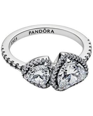 PANDORA Funkelnder Halo Herzen Ring - Weiß