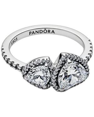PANDORA Sprankelende Halo Harten Ring - Wit
