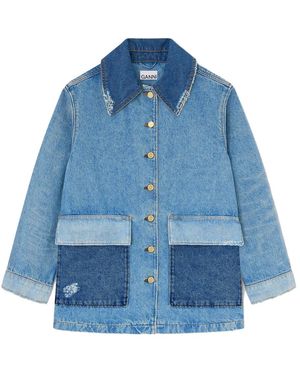 Ganni Patchwork Denim Jacket - Blauw