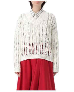 Brunello Cucinelli V-Neck Knitwear - Rouge