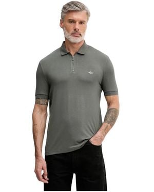 ARMANI EXCHANGE Tops ,Groen ,Regular Fit Logo Zippered Polo - Grijs