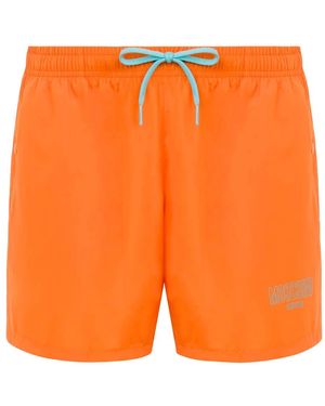 Moschino Logo Badeshorts Mit Kordelzug - Orange