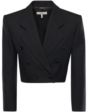 Chloé Jassen ,Zwart ,Wol Blazers - Blauw