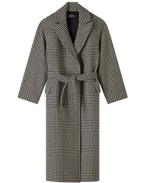A.P.C. Florence Coat Zwart Houndstooth Motif - Grijs
