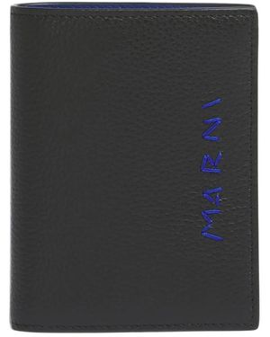 Marni Accessoires ,Zwart ,Leer Mending Borduur Bifold Portemonnee