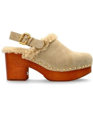 Chloé Heeled Clogs 'Jeannette' - Natural