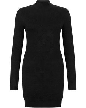 Philipp Plein Kleedjes ,Zwart ,Knit Day Dress Monogram
