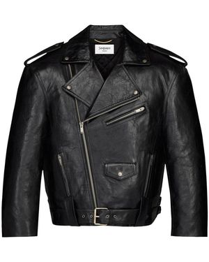 Saint Laurent Leather Jassen - Zwart