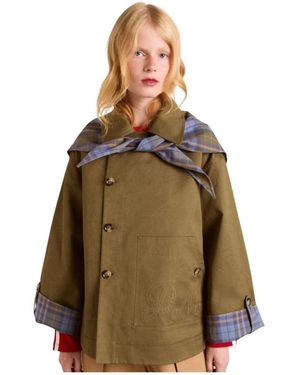 Damson Madder Jerry Crop Trench Coat - Groen