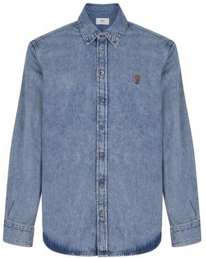 Ami Paris Overhemden ,Blauw ,Denim Denim Button-Down Shirt