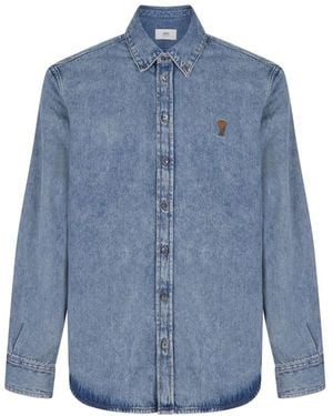 Ami Paris Denimhemd Mit Knopfleiste - Blau