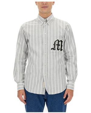 MSGM Overhemden ,Grijs ,Katoen Katoenen Overhemd Met Monogram
