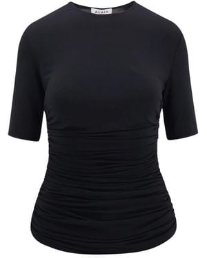 Alaïa Gefaltete Kurzarm-Tops Hergestellt - Schwarz