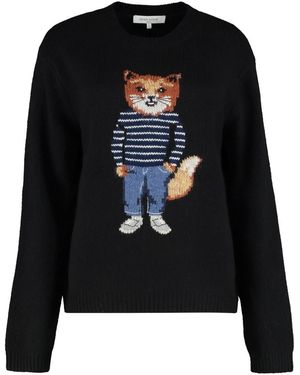 Maison Kitsuné Round-Neck Knitwear - Black