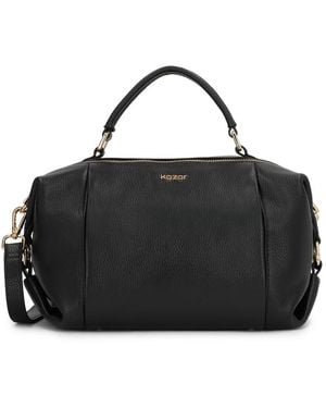 Kazar Schwarze Ledertasche Mit Goldenen Details