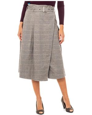 La Martina High-Waisted Ausgestellter Rock Mit Gürtelschnalle - Grau