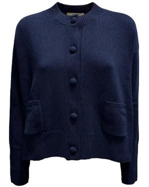 ODEEH Strickjacke Mit Rundhalsausschnitt - Blau