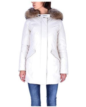 Woolrich Abrigo Con Cierre De Cremallera Y Botones, Mujer, Talla - Blanco