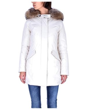 Woolrich Abrigo Con Cierre De Cremallera Y Botones, Mujer, Talla - Blanco