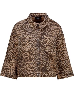 Monari Moderne Jeansjas Met Luipaardprint - Bruin