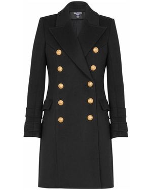 Balmain Double-Breasted Coats - Negro