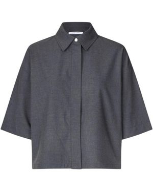 Samsøe & Samsøe Overhemden ,Grijs ,Polyester Salulu Ss Shirt