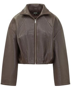 ROTATE BIRGER CHRISTENSEN Bonded Leather Jacket - Bruin
