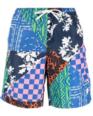 Marcelo Burlon Patchwork Badehose Blau/Multi