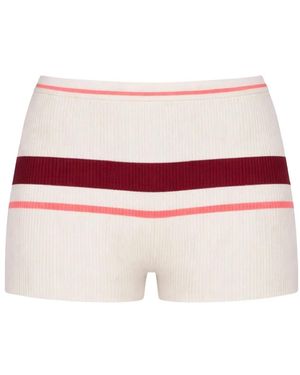 Self-Portrait Stripe Viscose Knit Shorts - Rood