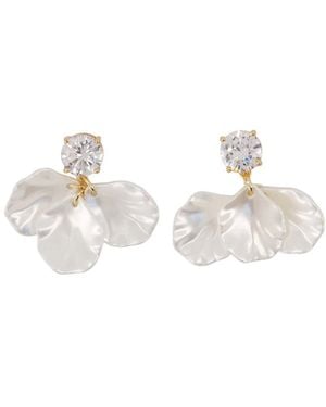 Self-Portrait Crystal Pearl Petal Oorbellen - Metallic