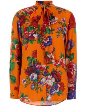 Moschino Bedrukte Satijnen Blouse - Oranje