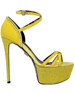Philipp Plein Crystal Plateau-Sandalen - Gelb