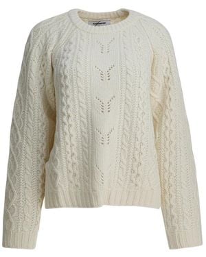 Sandbeige Round-Neck Knitwear - Gris