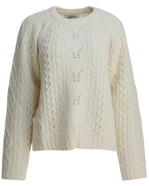 Sandbeige Rundhals-Strickware - Grau