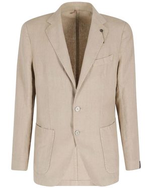 Santaniello Jassen ,Bruin ,Leer Ruched Blazer - Naturel